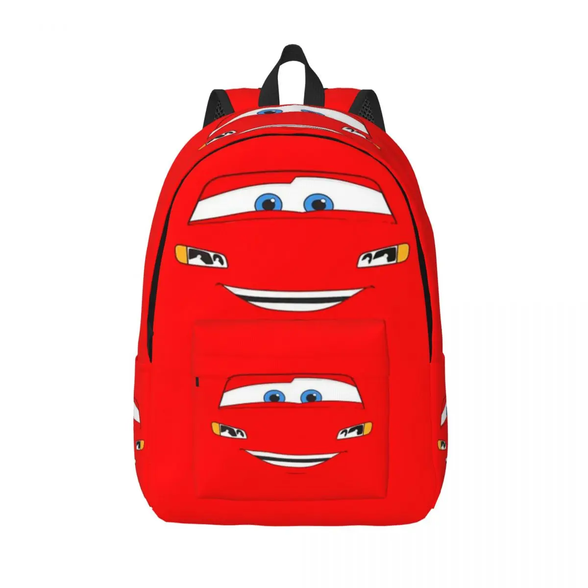 Custom Happy Cars Lightning McQueen Canvas Backpacks for College School Students Bookbag Fits 15 Inch Laptop Cartoon Bags