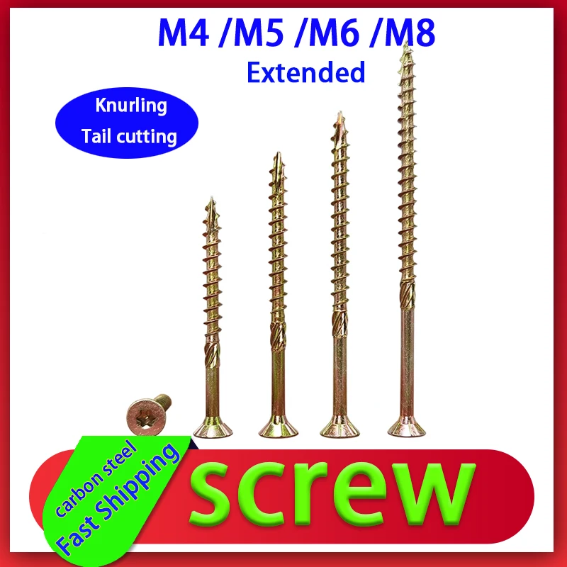 

M4 M5 M6 M8 Plum Groove Countersunk Head Cut Tail Knurled Wood Screw, Wood Structure Special Anti Cracking Extended Wood Screw