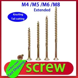 M4 M5 M6 M8 Plum Groove Countersunk Head Cut Tail Knurled Wood Screw, Wood Structure Special Anti Cracking Extended Wood Screw