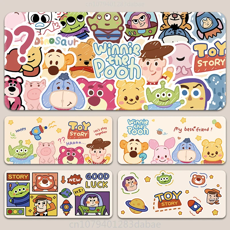 

Disney Toy Story Pooh Bear Mouse PU Leather Large Cartoon Graffiti Office Desk Mat Girls Computer Keyboard Mat Cute Desk Sanrio