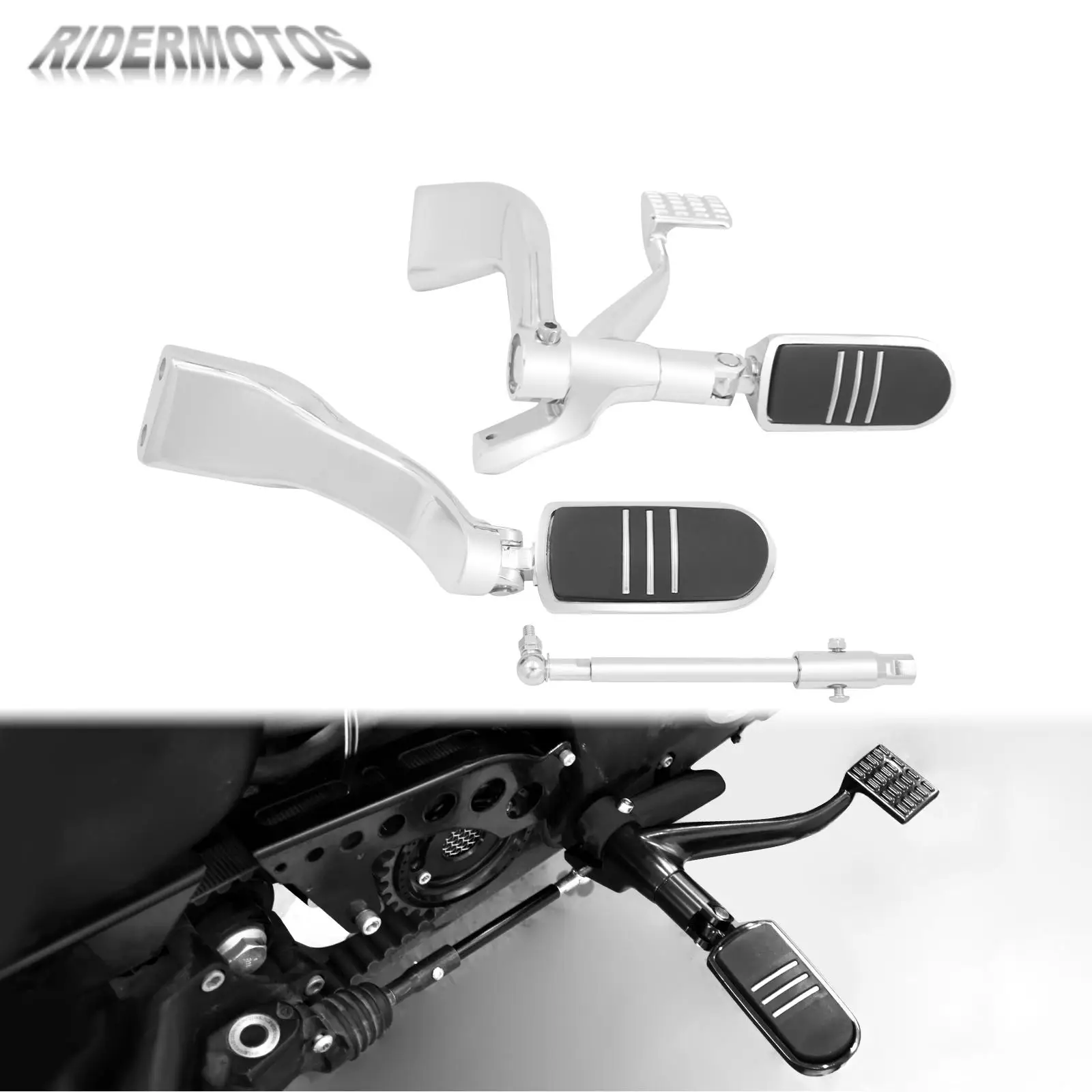 Motorcycle Chrome Mid Control Kit Middle Footpegs Brackets Brake Levers Set For Harley Sportster XL Iron 883 1200 48 72 2014-23