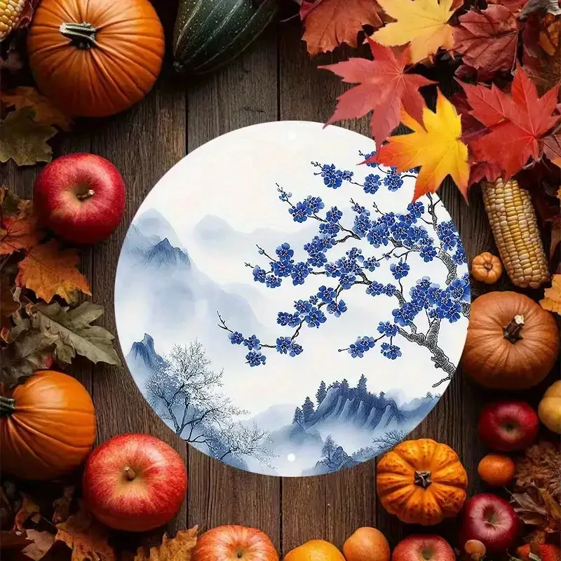 1 قطعة 2D علامة الزخرفية 2D شقة ، غرفة الديكور 1 8x8 بوصة (20x20 سنتيمتر) الألومنيوم معدن تسجيل جولة الألومنيوم مطعم مناسب ، Gar #2