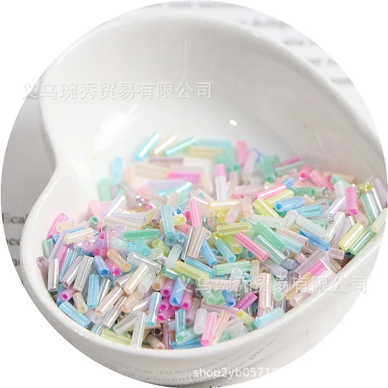 300 Cream Seed Beads 11/0 Tube Beads 2x6mm Bugles Glass Seed Beads DIY Jewelry Making Women\'s Accessories
