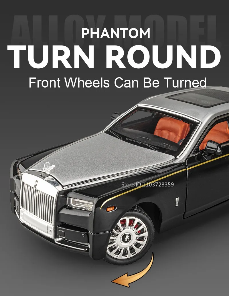Maßstab 1:18 RS7 Rolls-royce Phantom-Auto-Spielzeugmodelle, Legierung, Druckguss, Stoßdämpfung, Türen, geöffnetes Soundlicht für Erwachsene und Kinder, Geschenke – Detail 34
