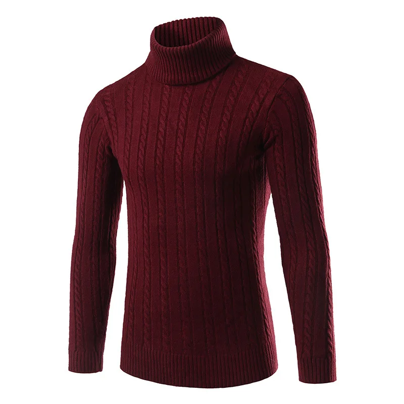 

Winter High Neck Thick Warm Sweater Men Turtleneck Brand Mens Sweaters Slim Fit Pullover Men Knitwear Male Double collar