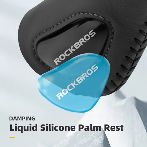 Imagen 2 del producto ROCKBROS-empuñaduras de cuero para bicicleta, mango ergonómico de silicona líquida para manillar de montaña, bloqueo Bilateral, antideslizante, acogedor, accesorio para bicicleta