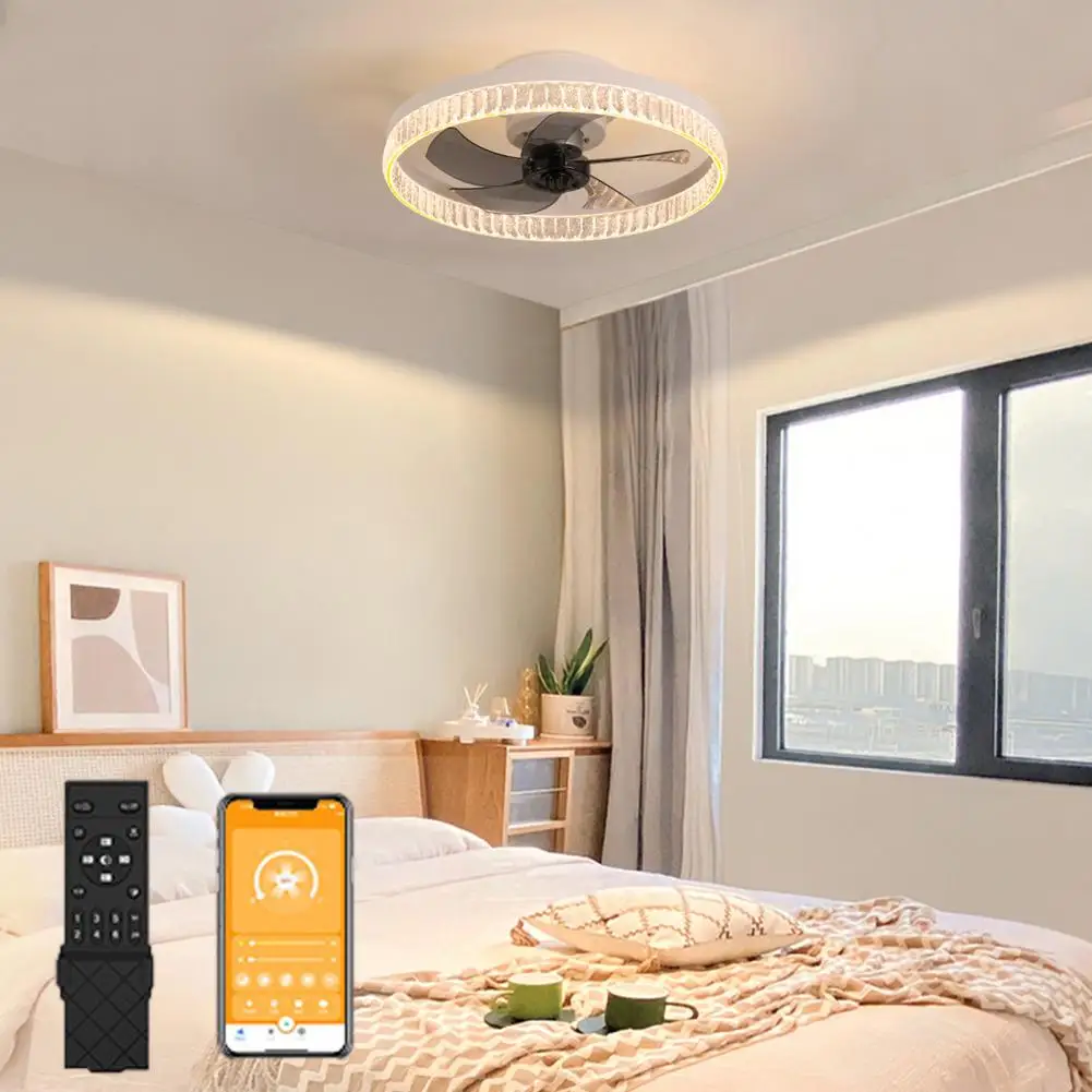 Ventilatore da soffitto con luci, ventilatore da soffitto da 20" con telecomando, ventilatore da soffitto moderno da incasso, ventilatore rotondo per camera da letto, soggiorno