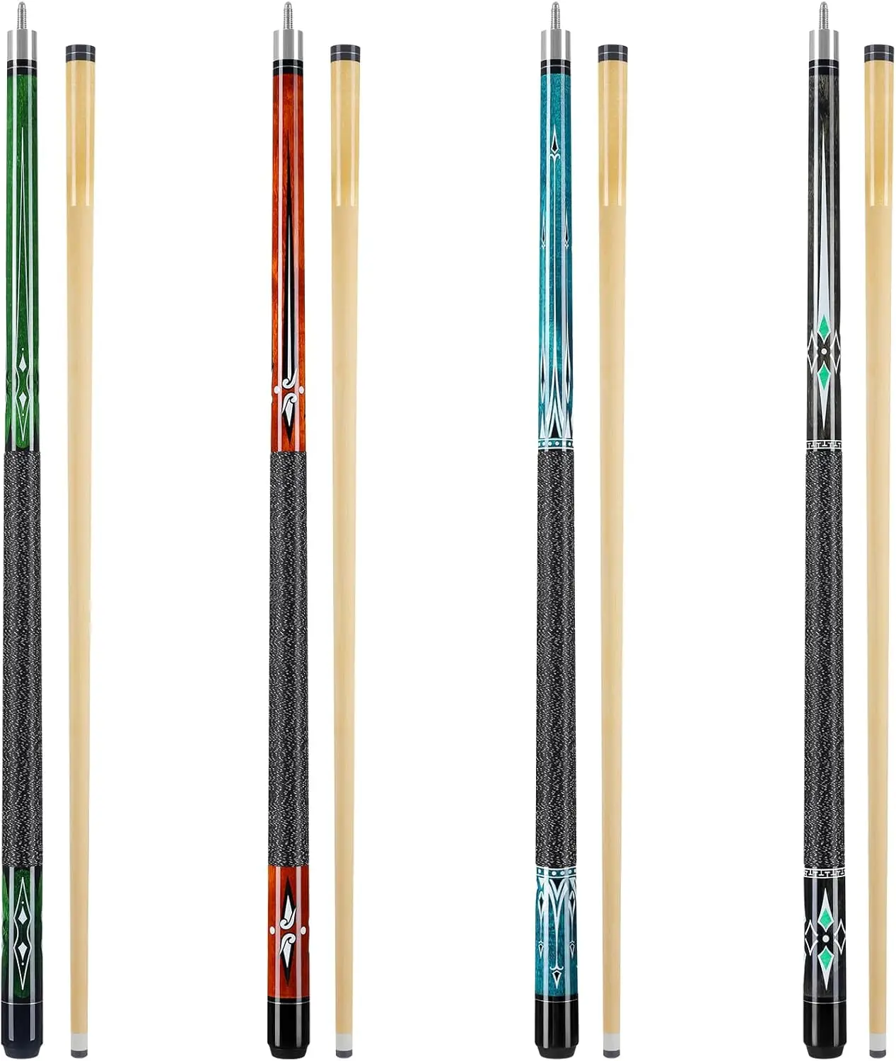 

4-Piece 58" Maple Pool Cue Set, 13mm Tip, 18-21oz for Adults
