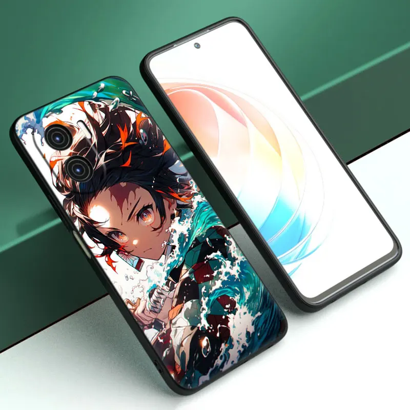 Anime Tanjiro Kamado Cartoon Cover Black Etui na telefon dla Honor X5 Plus X6 X7 X8 X6A X6S X7A X8A X9A X9B 70 90 Lite X30i X40i X50i