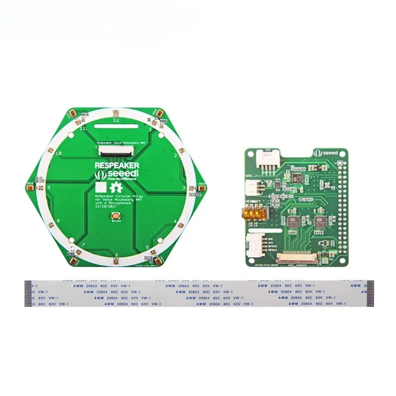 Respeaker-Raspberry Pi Microphone Array Ring 6 Mic Speech Recognition Compatible with Pi0/3/3b+/4b