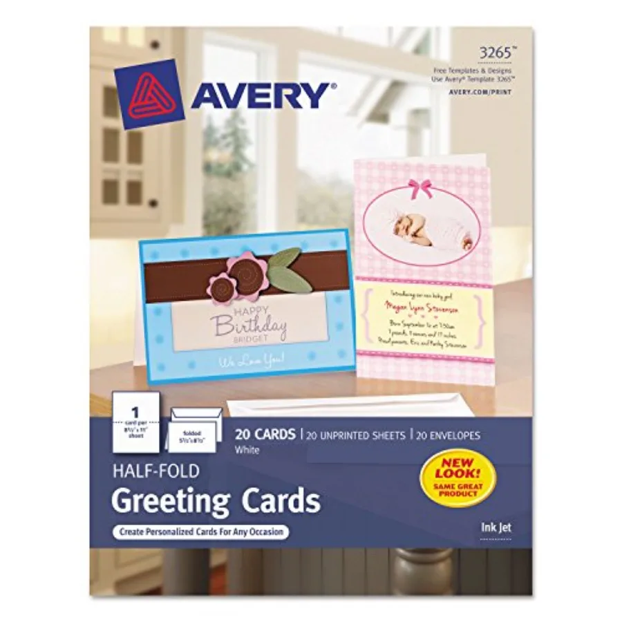 

3265 Greeting Cards, Inkjet, 5-1/2-Inch x8-1/2-Inch, 20/BX, Matte White