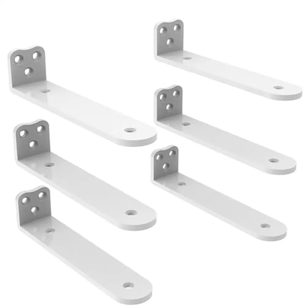 12 Inch White Heavy Duty Shelf Bracket 6 Pack Invisible Design L Brackets Wood with High Weight Capacity Screw Kit Accessories