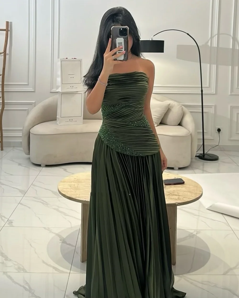 

Customized Intricate Fashion Beading Pleat Ruched Draped A-line Strapless Long Dresses Bespoke Occasion Dresses Sizes Available