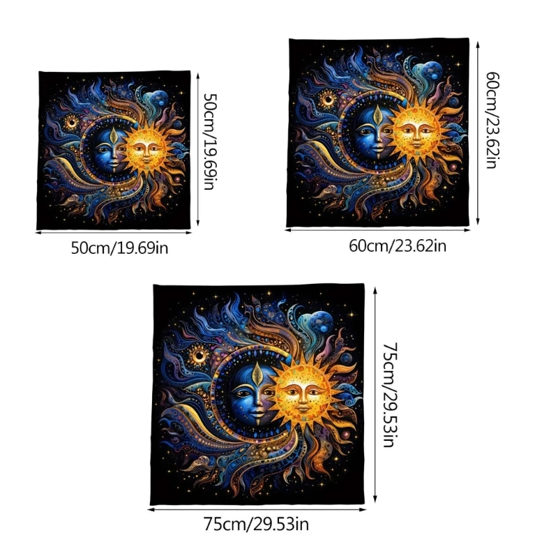 Tarots Tablecloth Divinations Tapestry Moon & Sun Astrologys Tablecloth Decors A2UF