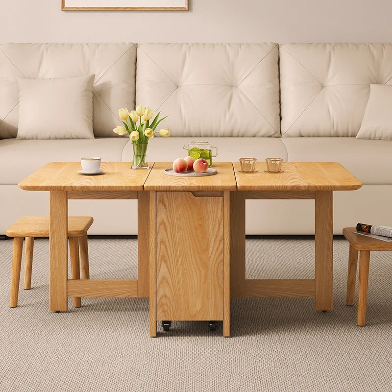 

2024 new all-solid wood folding coffee table small apartment living room multi-functional household movable solid=