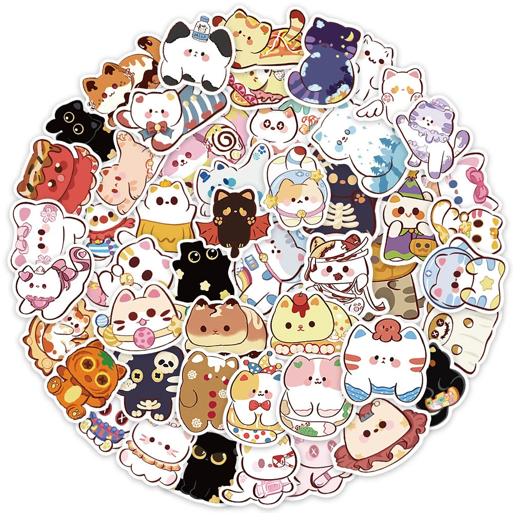 10/30/50 pçs engraçado dos desenhos animados gato criativo adesivos à prova dwaterproof água diy skate bagagem bicicleta notebook bonito decoração adesivo para presente