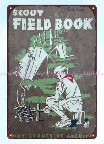 tin retro rustic signs 1955 Boy Scout Field Book Activity Outdoor metal tin sign