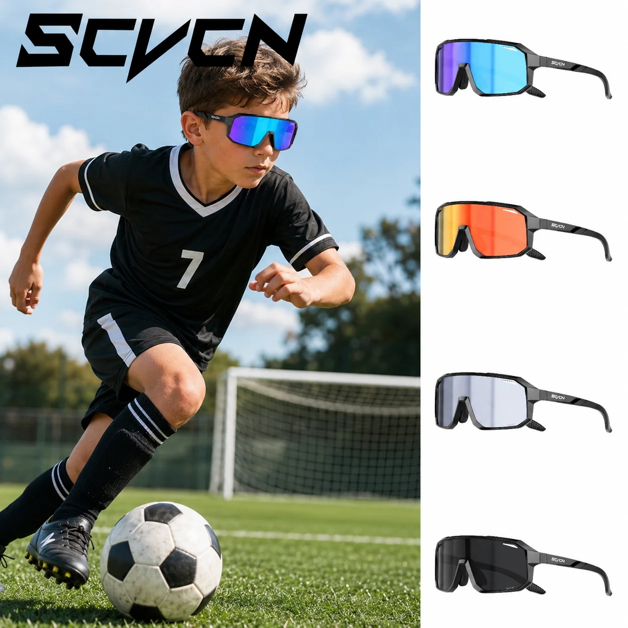 SCVCN Kids Sunglasses Boys Sports Baseball Child Cycling Glasses for Kids Girls Small Size Glasses Bike Outdoor UV400 Protection