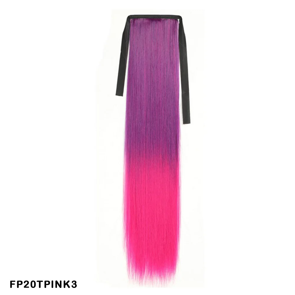 Synthetic Long Straight Ponytail Extensions Women\'s Ombre Color Drawstring Pony Hairpieces