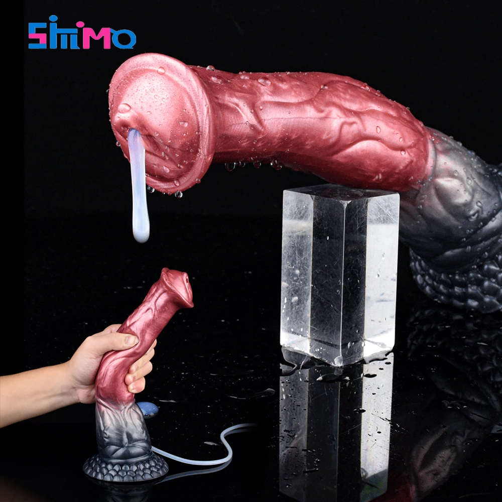 SMMQ Long Realistic Horse Dildo Squirting Anal Plug With Suction Cup G-Spot Stimulation Sex Toy For Women Men 18+