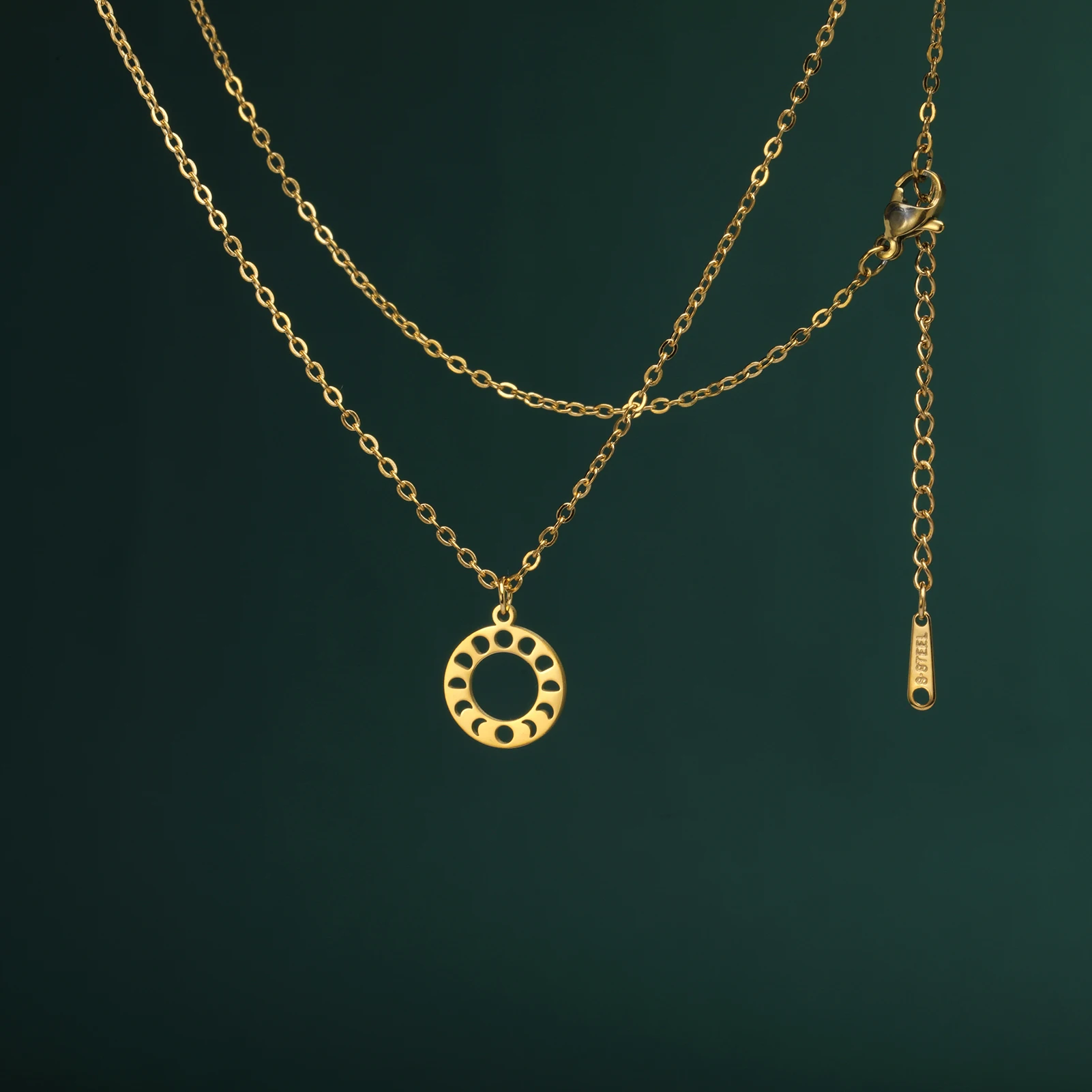 قلادة من الفولاذ المقاوم للصدأ للنساء ، خاتم مجوف ، قلادة الشمس والقمر ، هدية مجوهرات بسيطة ، هدية زفاف ، أزياء Skyrim ، جديدة #3