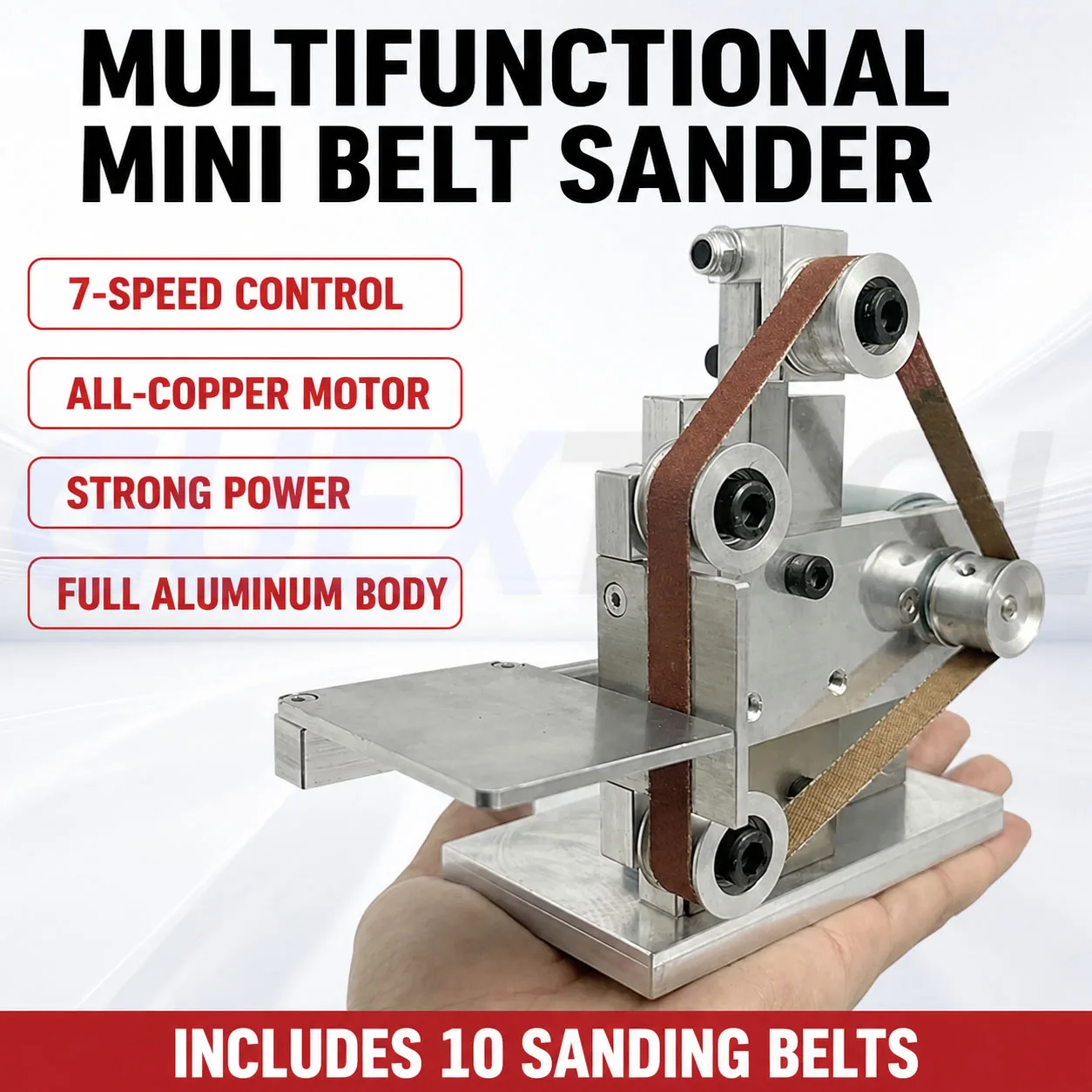 Mini Sand Belt Machine Desktop Adjustable Speed Electric Belt Sander DIY Polishing Grinding Tool Knife Sharpener