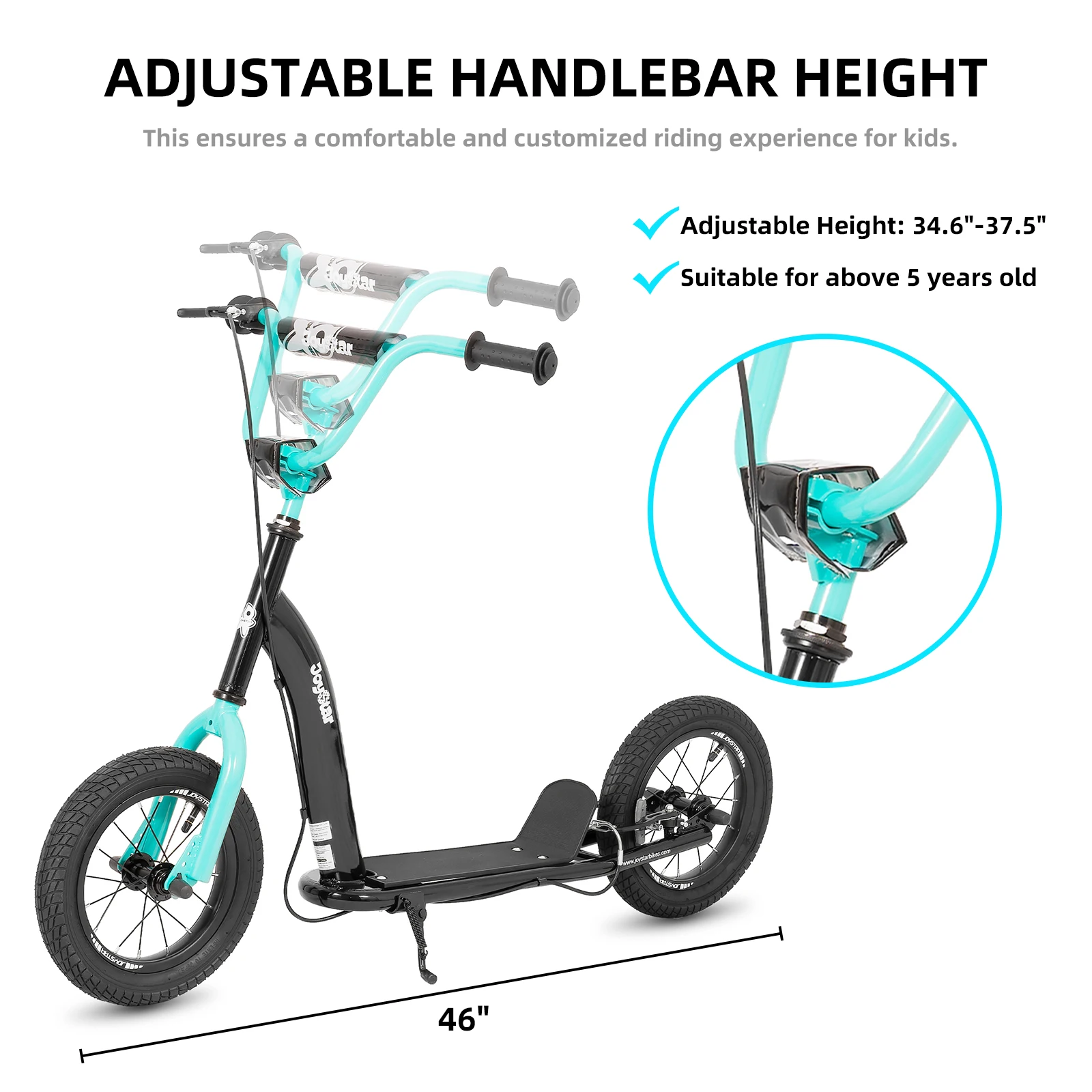 JOYSTAR Kick Scooter for Kids, Lightweight Kids Scooter with Adjustable Handlebar, Rear Drum Brakes, Scooter for Boys & Girls