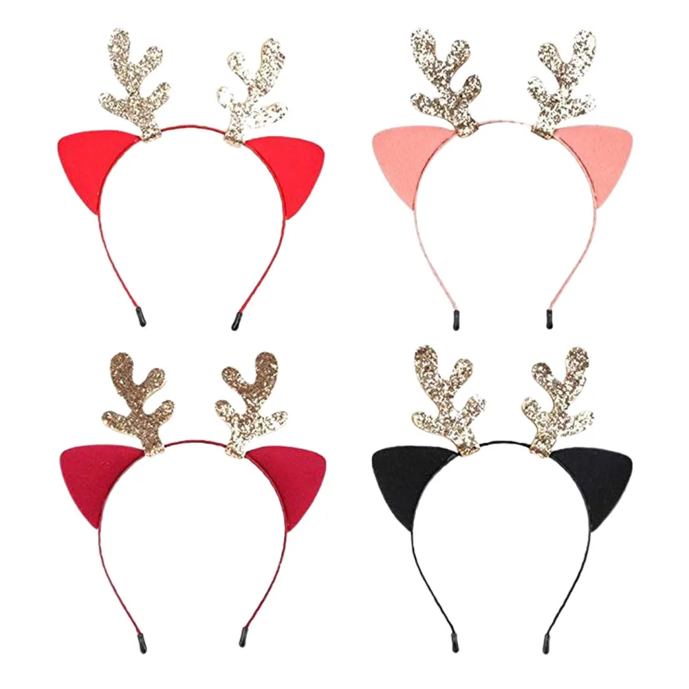 

4Pcs Antler Christmas Party Headdress for Adults Party Headdress Kids Lightweight Antler Hair Hoop Safe Styling Tools