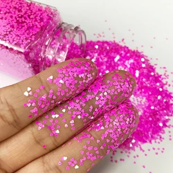 PrettyG 1 Box 1mm CR-Hearts Opal Iridescent Glitter Shapes Holographic Nails Sequins Glitter Supplies For DIY Nail Decoration