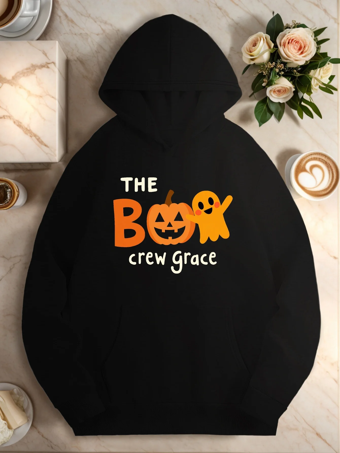 

Мужская толстовка с капюшоном на Хэллоуин больших размеров Boo Crew Grace, толстовка с рисунком тыквы, серый наряд для вечеринки на Хэллоуин с передним карманом, уютный