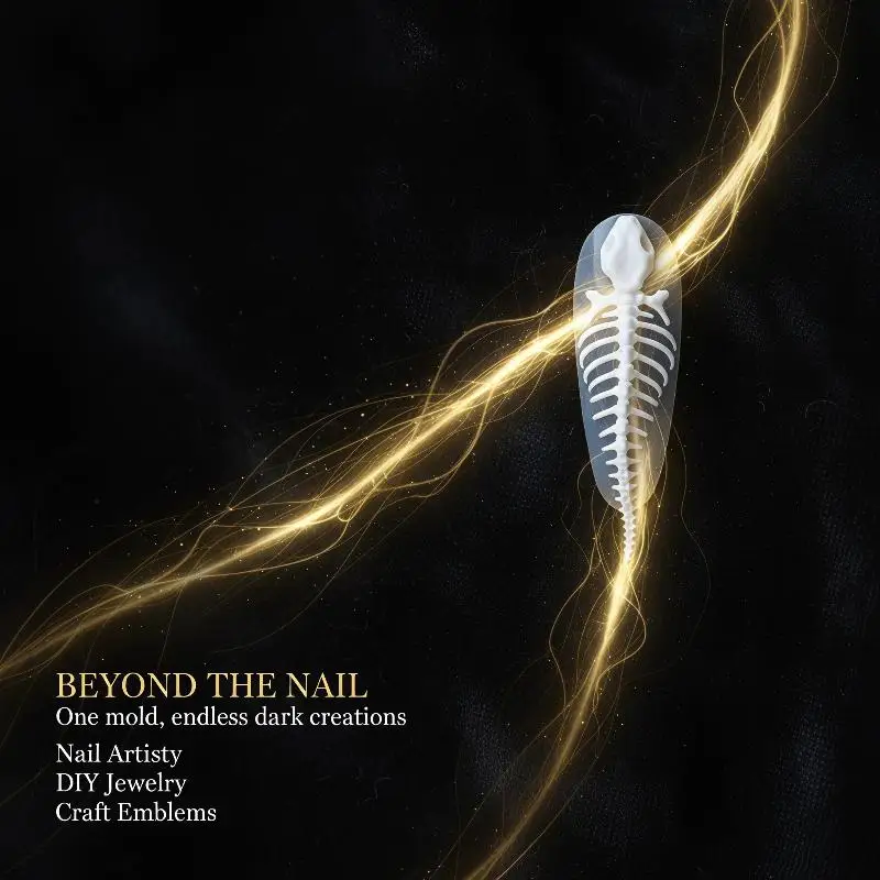 3D Silicone Nail Art Mold Coiled Snake Skeleton Design Eco-Friendly DIY Nail Charm Making Tool for Gift Giving