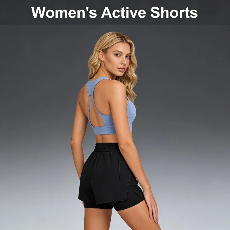 شورت نسائي صيفي 2026 رفيع ومضاد للزقزقة وجيب جانبي فضفاض غير رسمي للجري واللياقة البدنية واليوجا #1