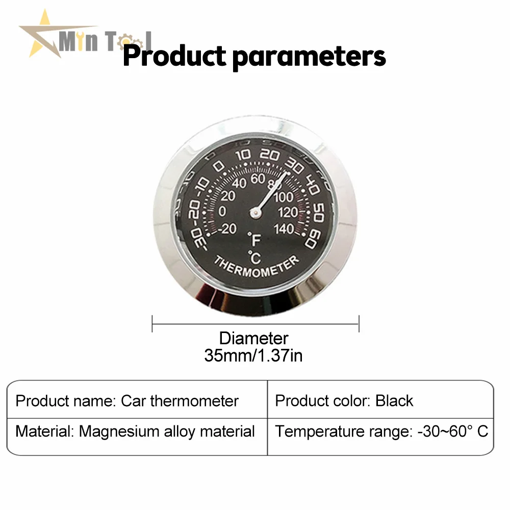 Mini Thermometer Hygrometer No Battery Analog 58mm Car Temperature Gauge with Double-sided Sticker Mini Thermometer For Car Tool