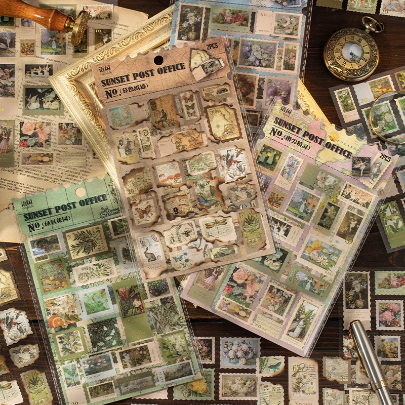 4 Stil 2 Blatt Retro-Stempel Heißpräge Stanzen DIY handgefertigte Materialien Sammelalbum Dekoration Tagebuch Fotoalbum Umschlag