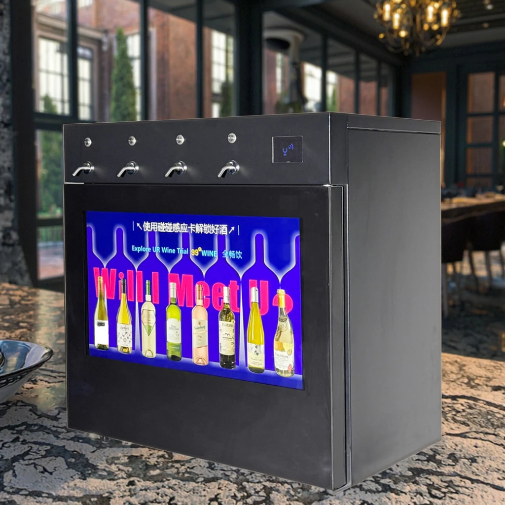 

Commercial Stainless Steel Wine Cooler Hotel Wine Dispenser 4 Bottle