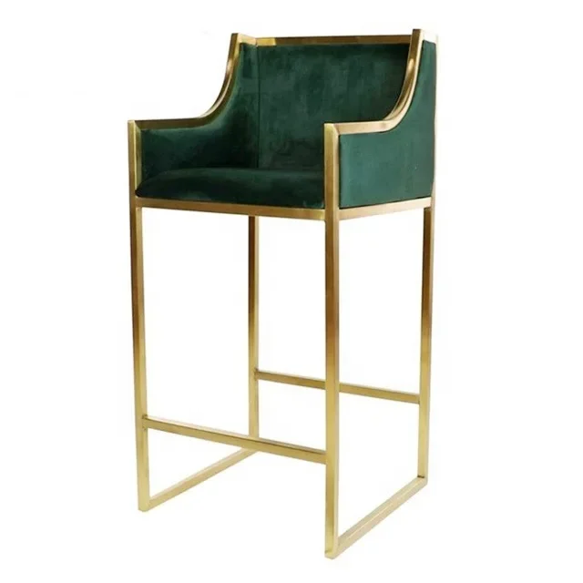 Hot Selling High-end lime green velvet fabric bar chair design furniture