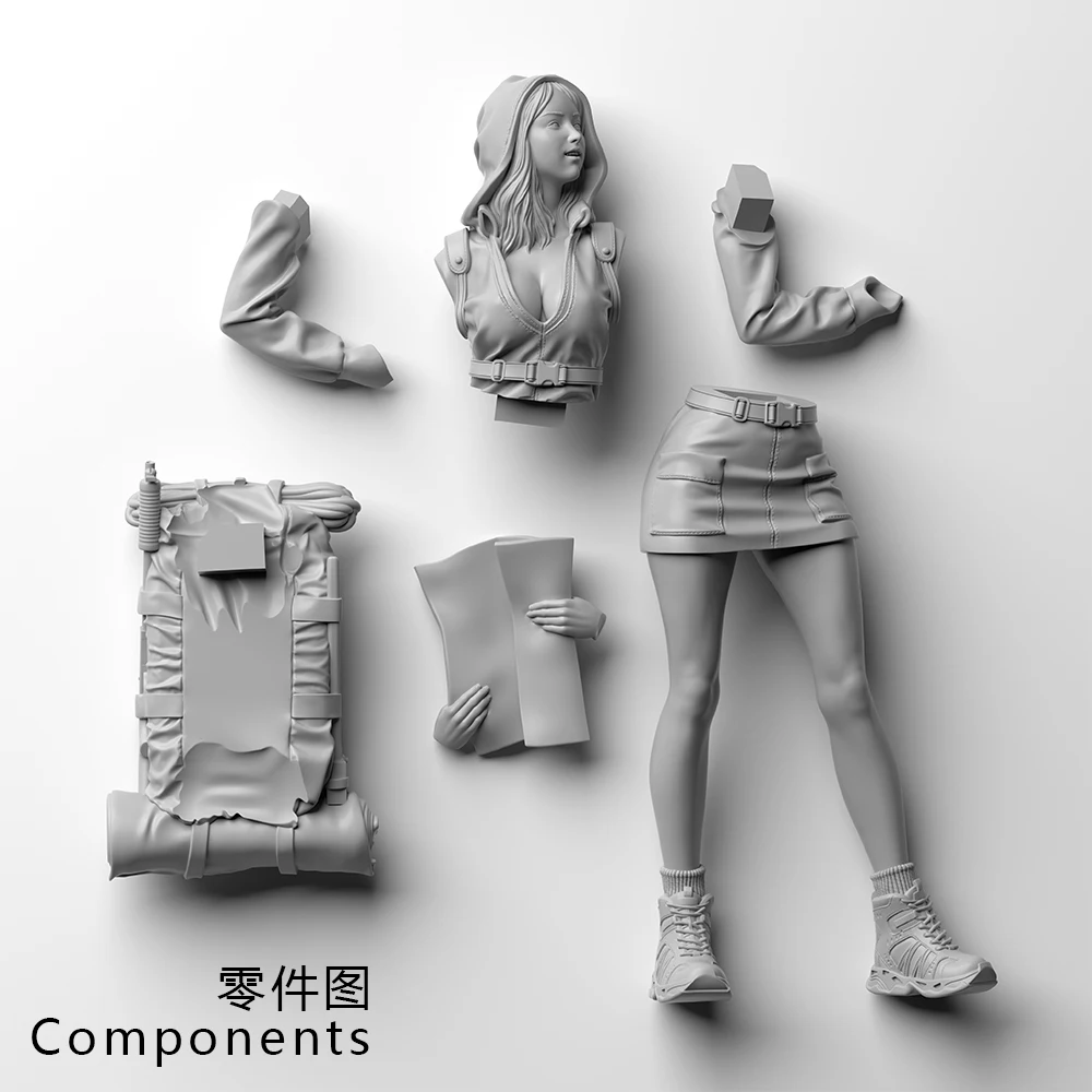 OceanCosmos miniatures, Original, Mountain climbing girl, hunter, Sexy Girl, Resin unpainted Model kit figure GK