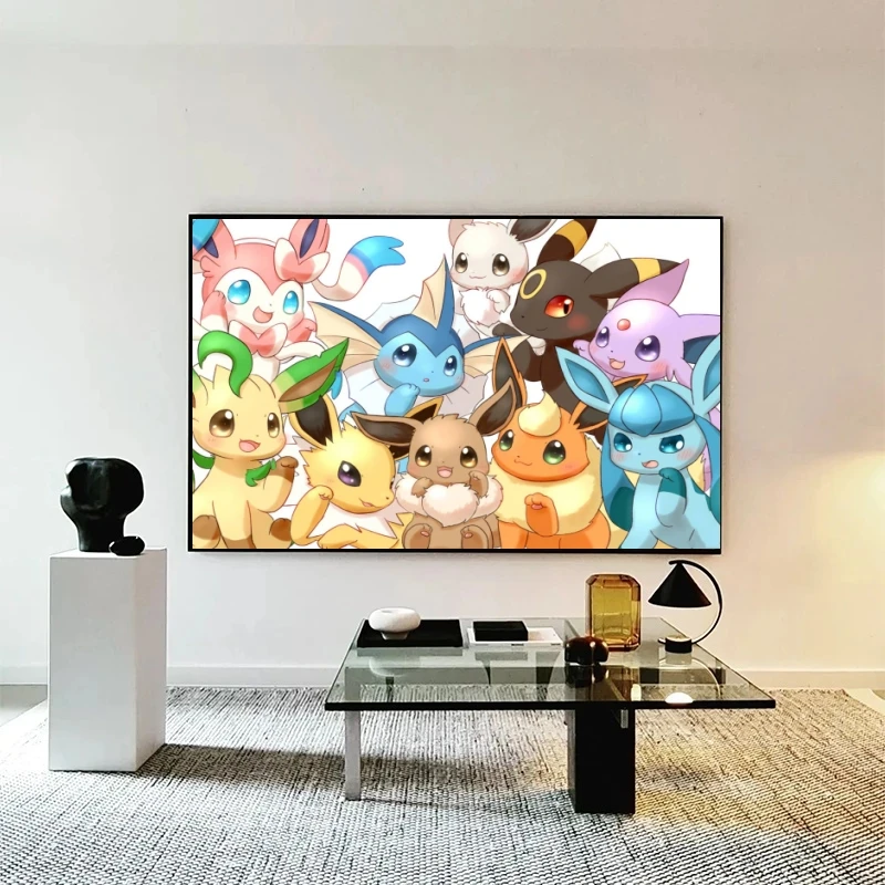 Cartoon Character Pokémon Sylveon Imagem Canvas Print, Comic Wall Sticker, Living Room Decoration, Painting Gift