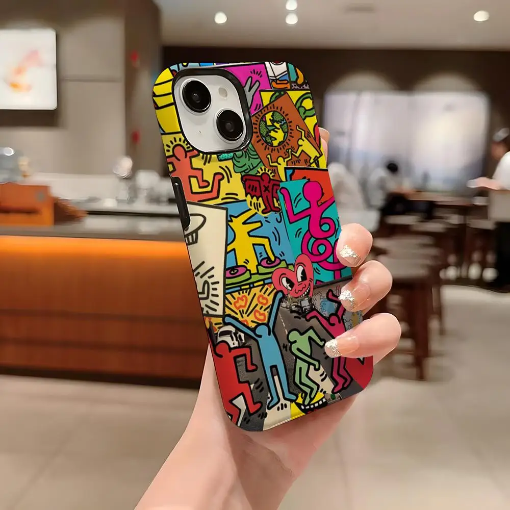 

Artist K-H-haring Phone Case For Iphone 16 Pro Max 15 13 14 12 11 14 Pro Max 15 Pro Max Two-in-one Cover