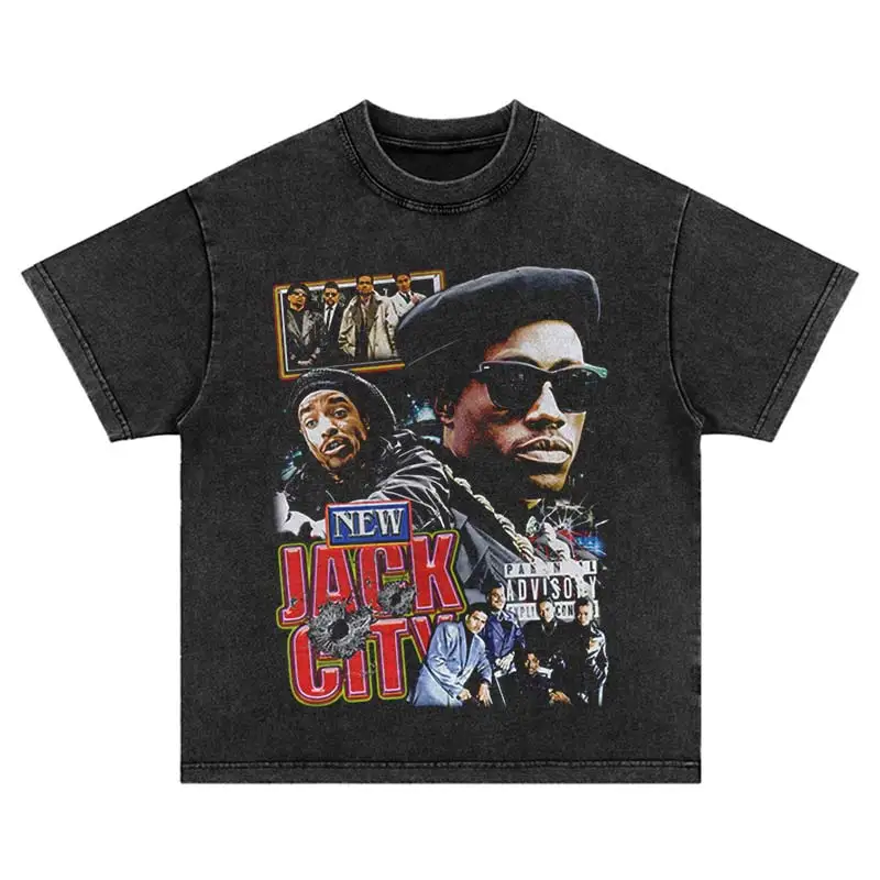 Vintage Hip Hop Men Portrait 2026 Harajuku Streetwear Print T-Shirt Cotton Punk Fashion Washed Oversized Loose Top Short Sleeve