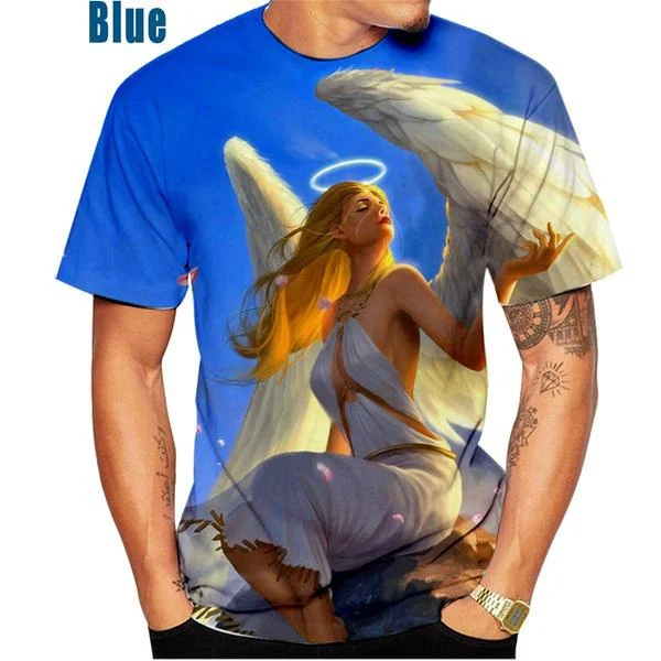 Hot Sale! Fashion T-shirt Men/Women Summer Outdoor Casual 3d Tshirt Print Angel Tops Tees T-Shirt