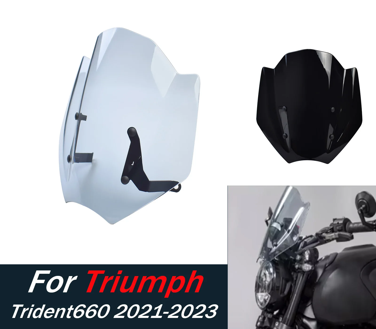 

For Trident 660 Windscreen Windshield For Triumph Trident660 2021-2023 Motorcycle Sport Wind Deflector Shield Screen Accessories