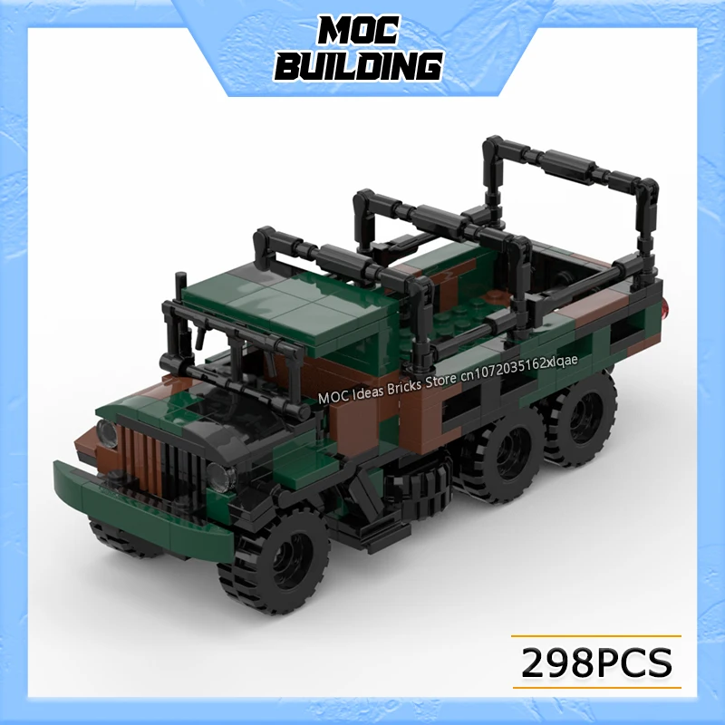 

MOC Building Blocks Military Series Cargo Truck Model Transport Troop Camo Vehicle Toys DIY Assemble Bricks Collection Gifts