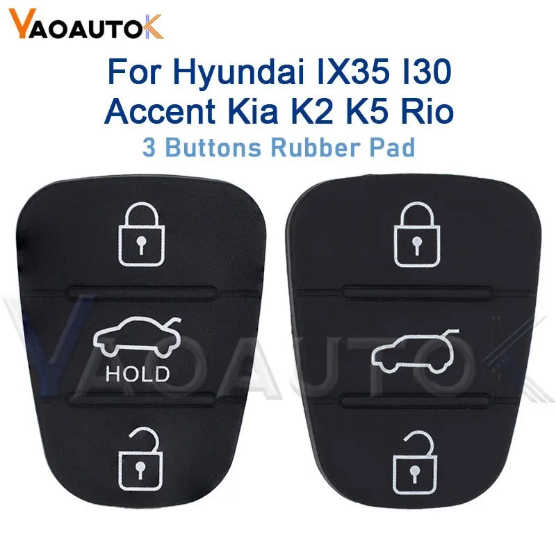 Replacement 3 Buttons Rubber Pad Car Key Shell For Hyundai IX35 I30 Accent Kia K2 K5 Rio Flip Remote Car Key Push-button Replace