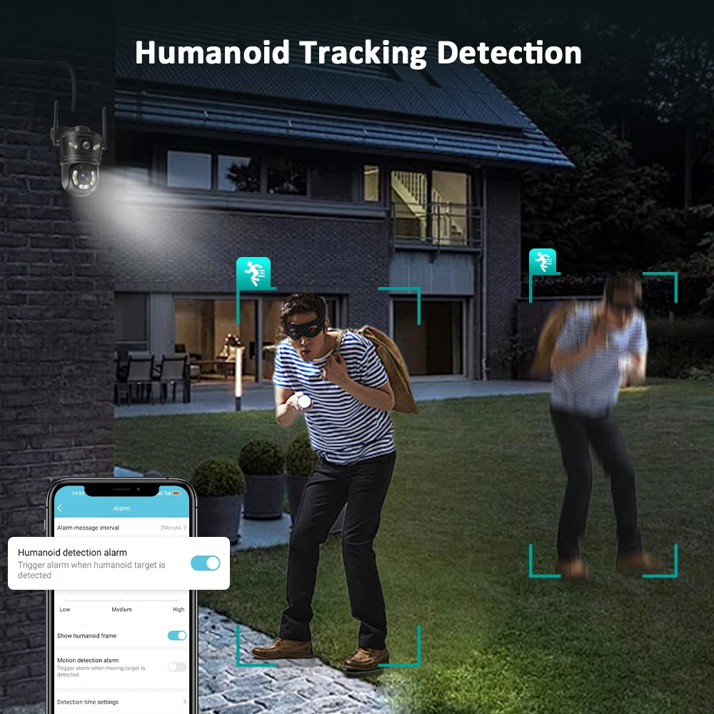 4K 8MP واي فاي كاميرا IP عدسة مزدوجة شاشة مزدوجة 4X التكبير PTZ كاميرا الأمن تتبع السيارات الذكية اللاسلكية CCTV مراقبة الفيديو #6