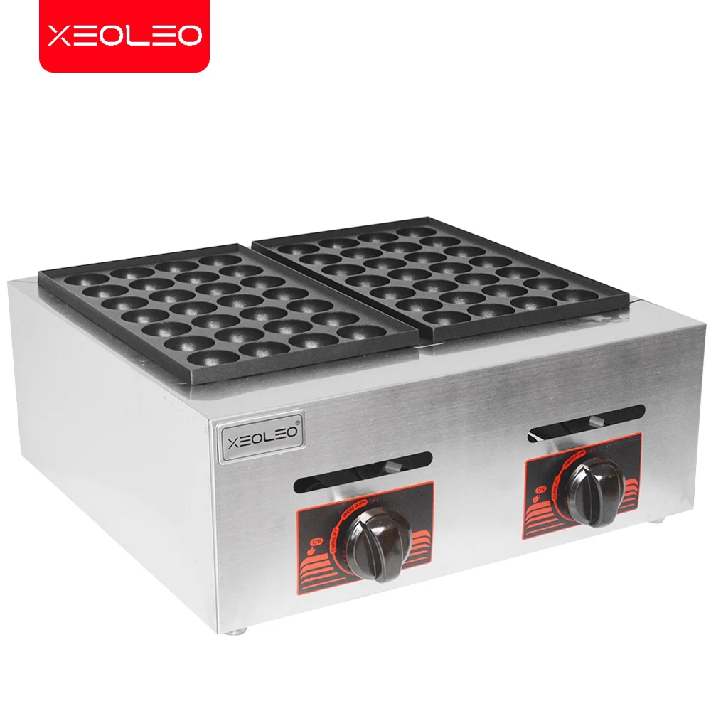 XEOLEO Double Plates Gas Fish Ball Machine LPG Takoyaki Ball Grill Machine Commercial Octopus Ball Furnace