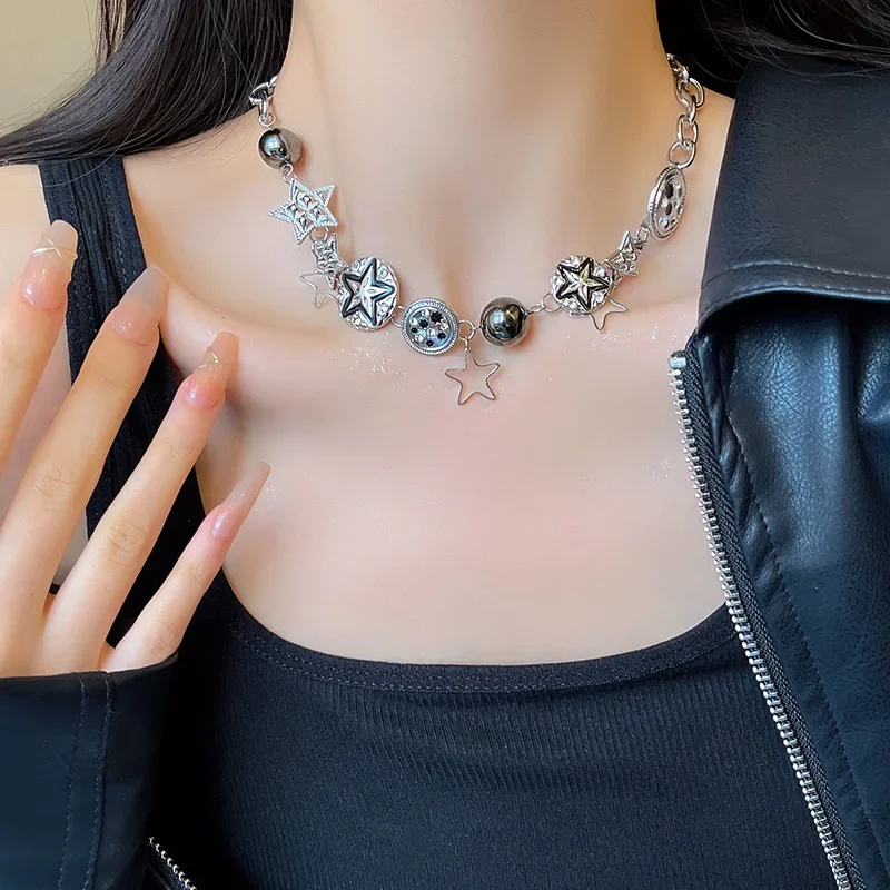 

Hip-hop Style Metallic Full Star Necklace, Clavicle Chain for Women