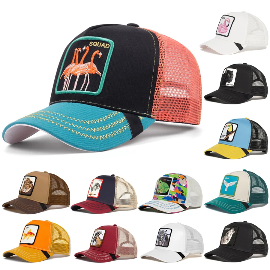 

Fashion Animals Cartoon Embroidery Baseball Caps Men Women Hip Hop Snapback Hat Summer Breathable Mesh Outdoor Sun Gorras Hat