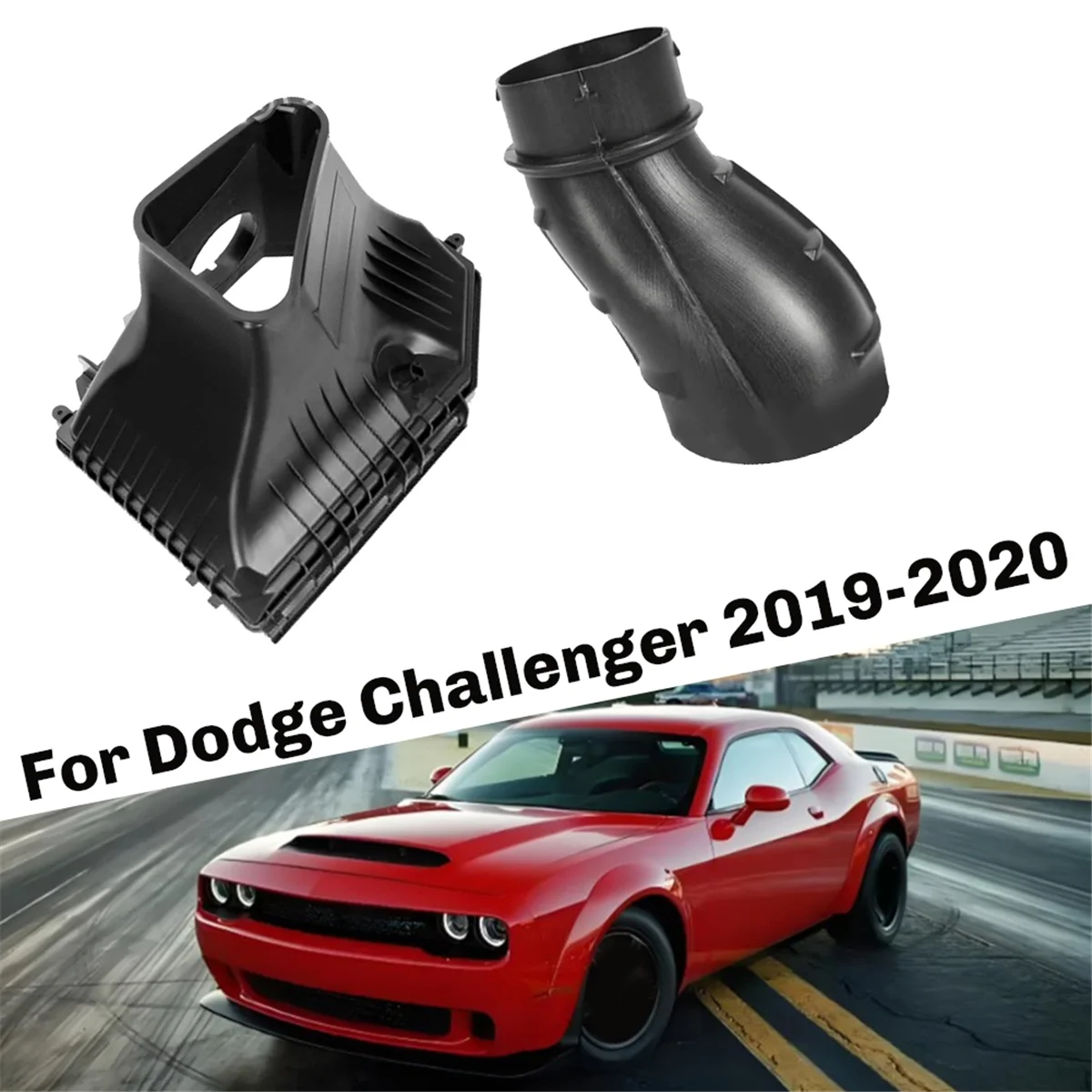 Engine Conversion Air Cleaner Box & Fresh Air Duct Tube for Dodge Challenger 2019-2020 68175164AC 68322216AA 68207918AB