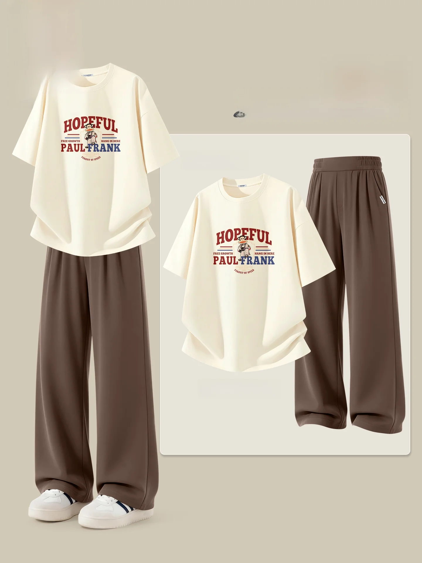 

Retro Cotton ort Sve T-irt And Ice Silk Long Pants Men's Casual Summer Cool Feeling Leisure Suit